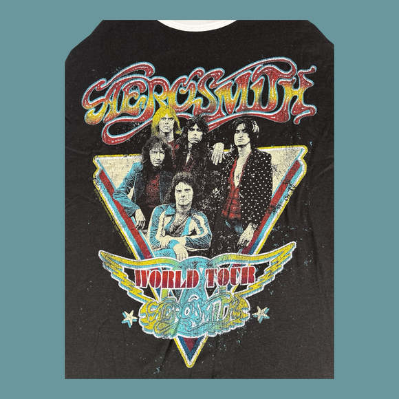 NWOT Liquid Blue Aerosmith World Tour 3/4 Sleeve T-Shirt Sz XL - Picture 1 of 5
